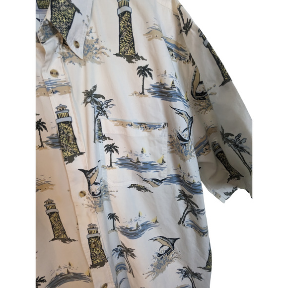 Michael Austin Rugged Wear Lighthouse Print Shirt Size XXL 100% Cotton Coastal - Picture 9 of 13